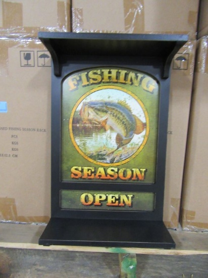 12 CASES OF OPEN CLOSED FISHING SEASON RACK. 4 PIECES PER CASE