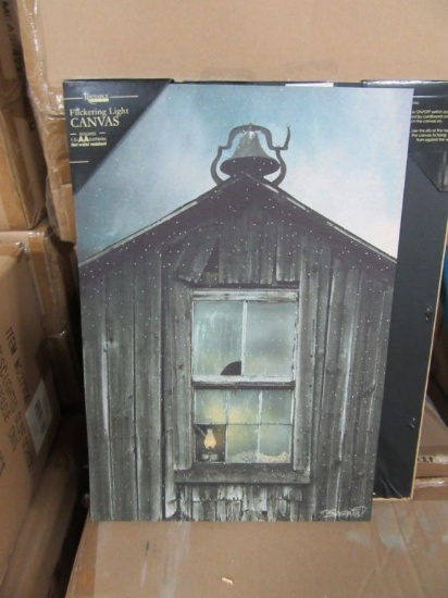 21 CASES OF LIGHTED OLD SCHOOLHOUSE CANVAS. 12 PIECE PER CASE