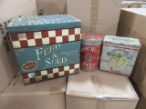 10 CASES OF OLD WEST ADVERTISING TINS SET OF 3. 4 SETS PER CASE