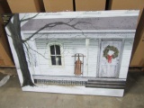 10 CASES OF LIGHTED LARGE WINTER PORCH CANVAS. 4 PIECES PER CASE