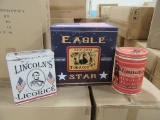 5 CASES OF AMERICANA ADVERTISING TINS SET OF 3. 6 SETS PER CASE