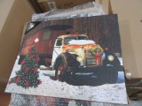 19 CASES OF LIGHTED HOLIDAY TRUCKING CANVAS WITH TIMER. 8 PIECES PER CASE