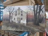 7 CASES OF LIGHTED LARGE OLD MILL AT SUNSET CANVAS. 4 PIECES PER CASE