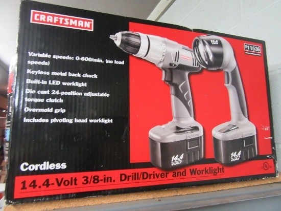 CRAFTSMAN CORDLESS 14.4 V 3/8 IN DRILL/ DRIVER AND WORK LIGHT