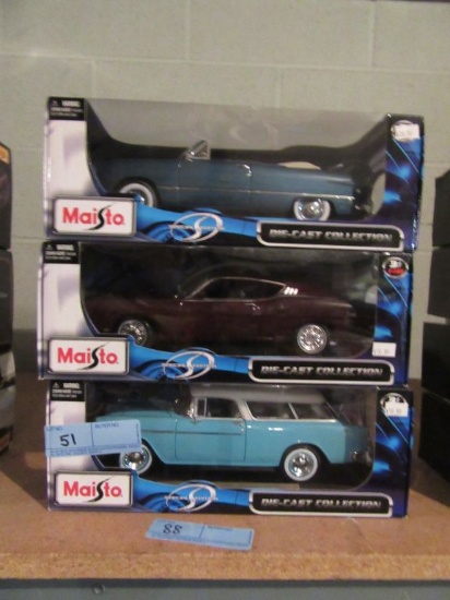 MAISTO DIE CAST COLLECTION 1969 FORD TORINO TALLADEGA, 1949 FORD, AND 1955