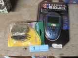 ELECTRONIC BLACKJACK GAME AND Q FORCE FM  AUTO SCAN RADIO & TORCH
