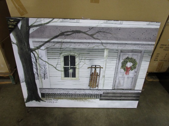 10 CASES OF LIGHTED LARGE WINTER PORCH CANVAS. 4 PIECES PER CASE