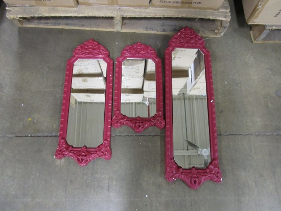16 CASES OF MIRRORS IN RED SET OF 3. 2 SETS PER CASE