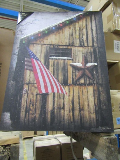 12 CASES OF LIGHTED CHRISTMAS BARN STAR CANVAS. 6 PIECES PER CASE