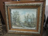 BEAUTIFUL OAK FRAME WITH LANDSCAPE PICTURE
