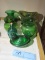 CHICKEN COVERED DISH AND ASSORTED GREEN GLASS