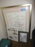 PERCHE BOYD PRINT, HICKMAN PRINT, AND FLORAL PRINT WITH FRAME