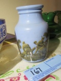HUNTING SCENE VASE. HAS CHIP AND CRACK