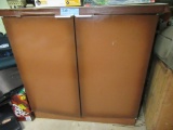 METAL CABINET WITH KITCHEN UTENSILS, VASES, AND ETC