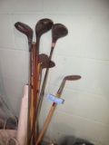 WOODEN SHAFT GOLF CLUBS AND OTHERS