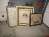 FRAMED VINTAGE GIRL PRINT, CITY OF MARION OHIO MAP, AND ETC