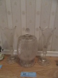 GLASS VASES AND CANDY DISH