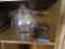 2 WOOD GAVELS AND LARGE COVERED GLASS CONTAINER