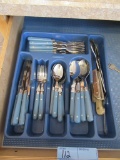 TIMELESS STAINLESS BLUE HANDLED FLATWARE