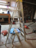 6 FT WERNER ALUMINUM STEP LADDER, 3 FOOT WOODEN LADDER, AND 16FT ALUMINUM E