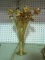 GOLD COLORED VASE AND ROSES