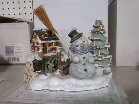 GOEBEL FIGURINES TIDINGS OF JOY 1083-D AND SNOW MAN WITH  BROOM