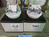 THOMAS KINCADE STONE HEARTH HUTCH AND SILENT NIGHT CANDLE JAR TOPPERS