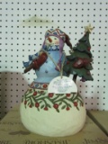 JIM SHORE BE COOL SNOWMAN WITH TREE AND PIPE FIGURINE
