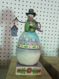 JIM SHORE WARM AND COZY SMALL SNOWMAN WITH BIRDHOUSE FIGURINE