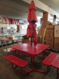 METAL 4 SIDED PICNIC TABLE WITH UMBRELLA