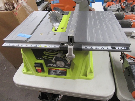 RYOBI 10-INCH TABLE SAW WITH LEGS. MODEL NUMBER RTS10G