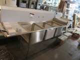 STAINLESS STEEL 3 TUB WASH SINK FOR RESTAURANT USE