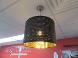 (3) HANGING LIGHTS WITH BLACK AND GOLD SHADES