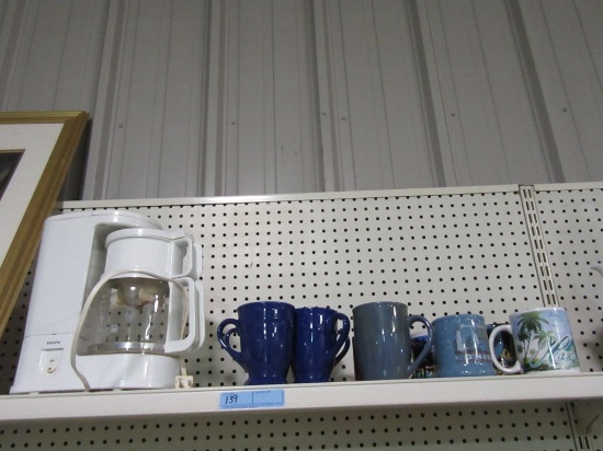 KRUPS COFFEE POT AND COFFEE MUGS