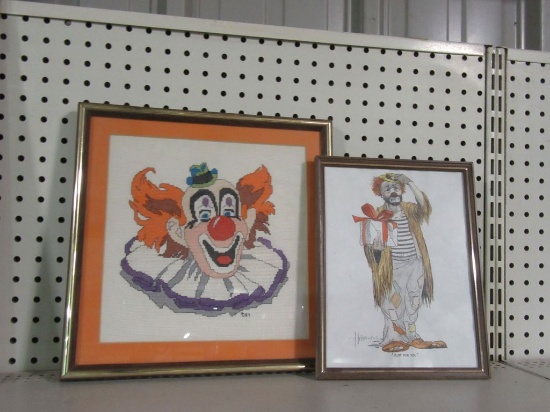 CLOWN CROSS-STITCH AND CLOWN PAINTING "JUST FOR YOU" BY HAMMOND