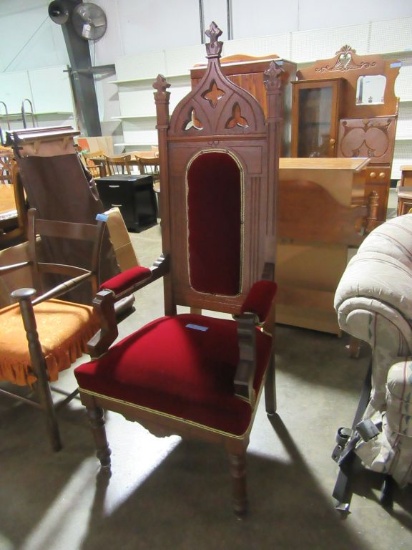 RED VELVET PADDED HIGH BACK CHAIR