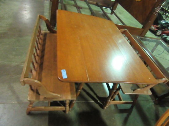 DROP LEAF TABLE, 2 BENCHES