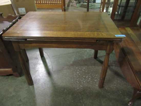 WOODEN TABLE WITH TWO PULL OUT LEAVES