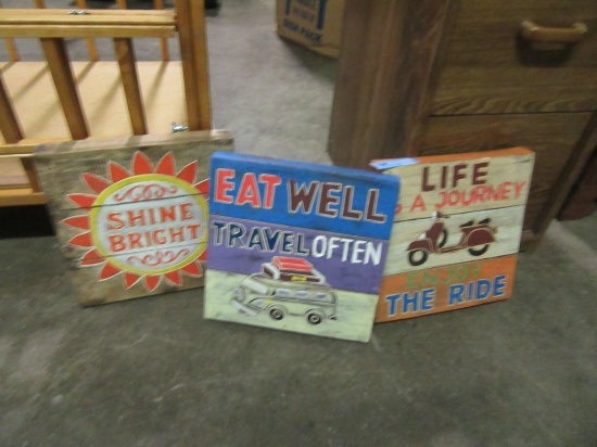 "EAT WELL TRAVEL OFTEN", "SHINE BRIGHT", "LIFE'S A JOURNEY ENJOY THE RIDE"