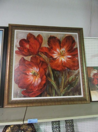 OIL ON CANVAS FLOWER PAINTING BY L CARSON