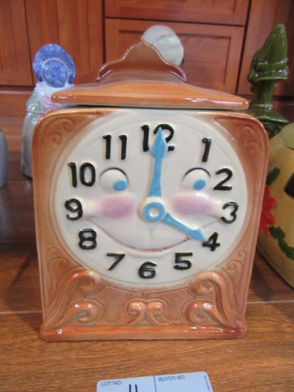 CLOCK COOKIE JAR NUMBER W20 BRUSH USA