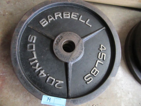 (4) 45 LB STEEL FREE WEIGHTS