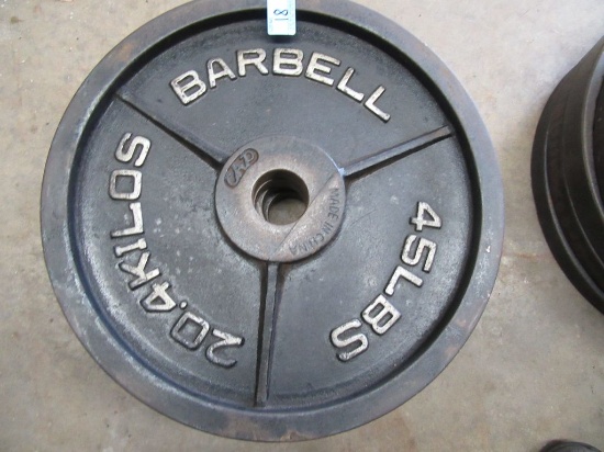 (4) 45 LB STEEL FREE WEIGHTS