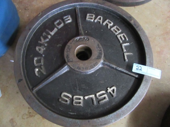 (4) 45 LB STEEL FREE WEIGHTS