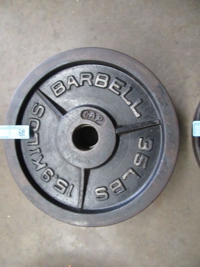 (4) 35 LB STEEL FREE WEIGHTS