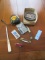 POCKET KNIVES, TAPE MEASURE, BLACK MINI SCREWDRIVER SET, ETC