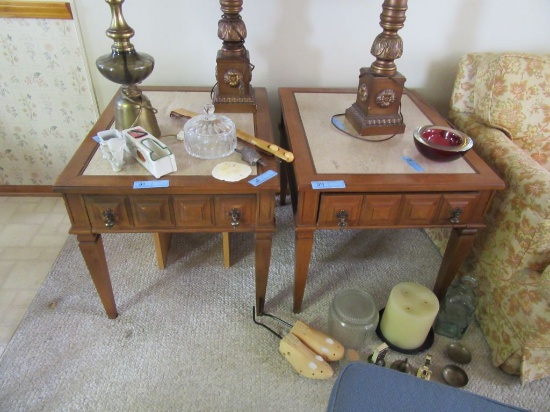 2 MARBLELIKE TOP END TABLES