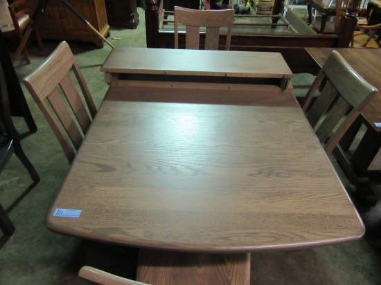 NEW OAK "DRIFTWOOD" TABLE AND 4 CHAIRS WITH 2 EXTRA LEAVES