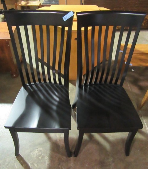 2 NEW BROWN MAPLE DINING ROOM CHAIRS WITH EBONY STAIN