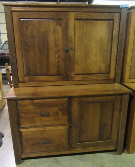 NEW BROWN MAPLE CREDENZA. COST PRICE: $1,341.00